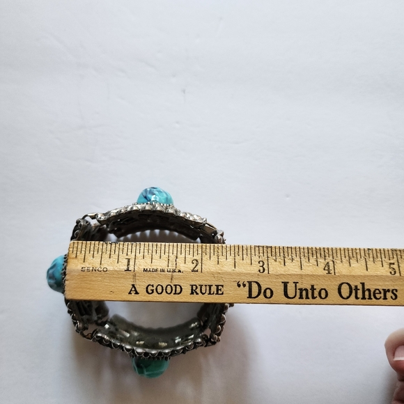 Vintage Faux Turquoise Filigree Bracelet - Picture 10 of 10